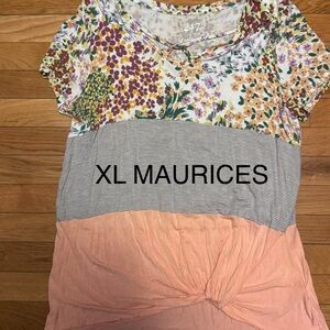 Maurices Floral and Striped Peach Top